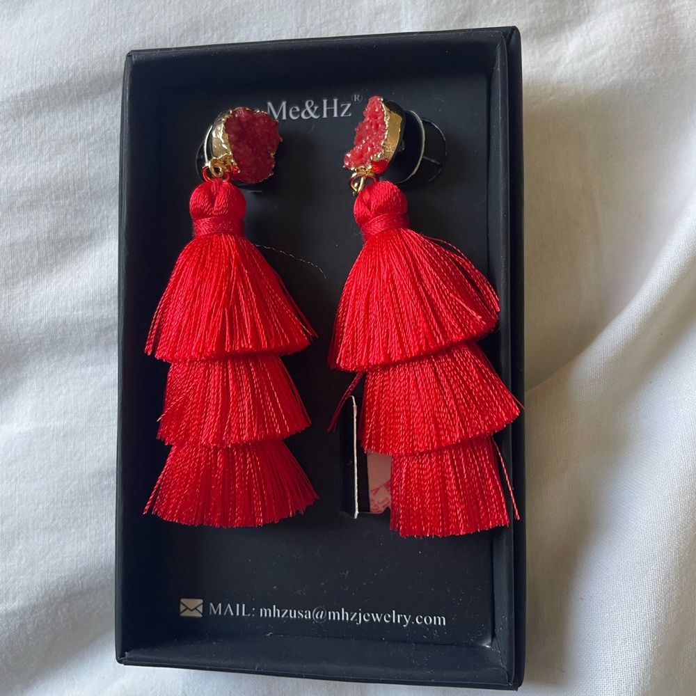 Red Tassel Earrings